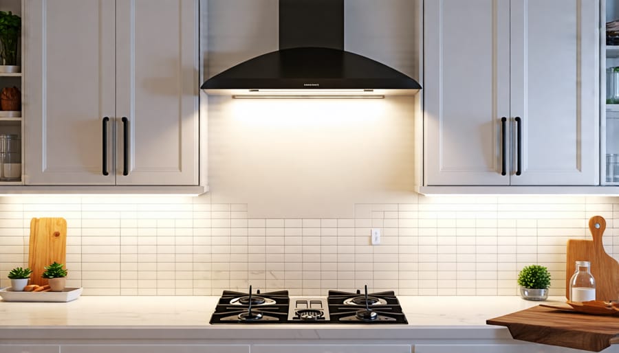 Kitchen featuring puck lights, strip lights, bar lights, tape lights, and rope lights for under cabinet illumination