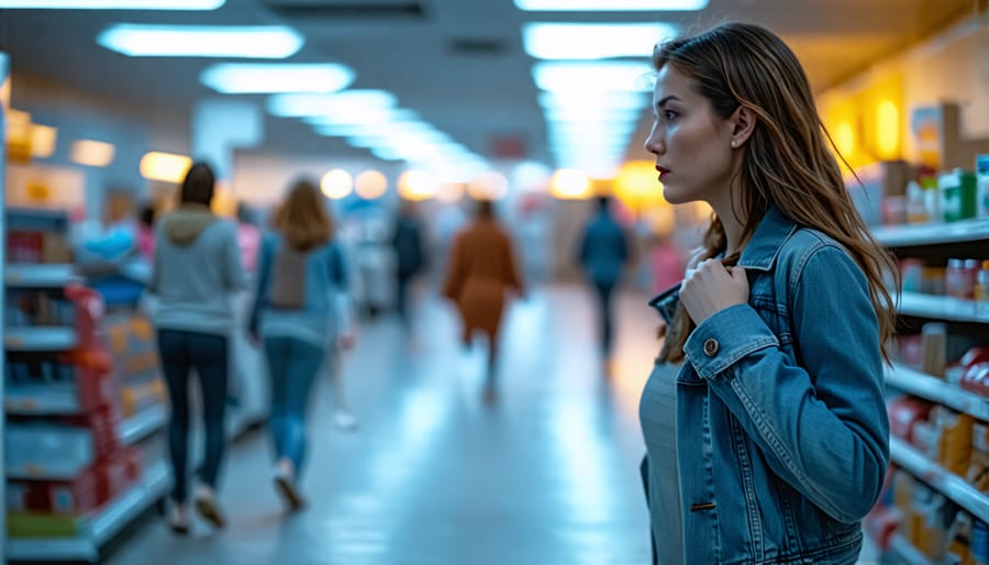 Individuals showing signs of eye strain and headaches under fluorescent lighting