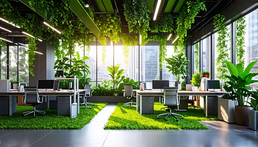 Modern office interior designed with human-centric lighting to support well-being and productivity