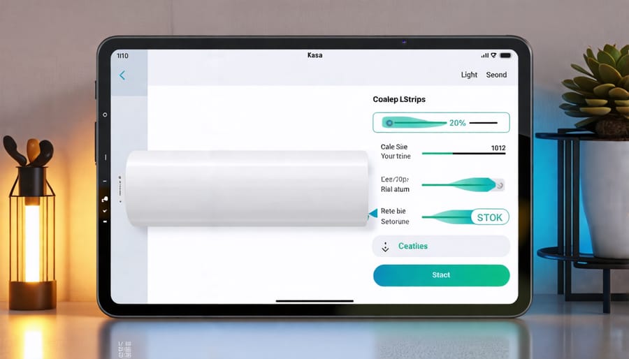 Kasa app interface showing light strip setup settings