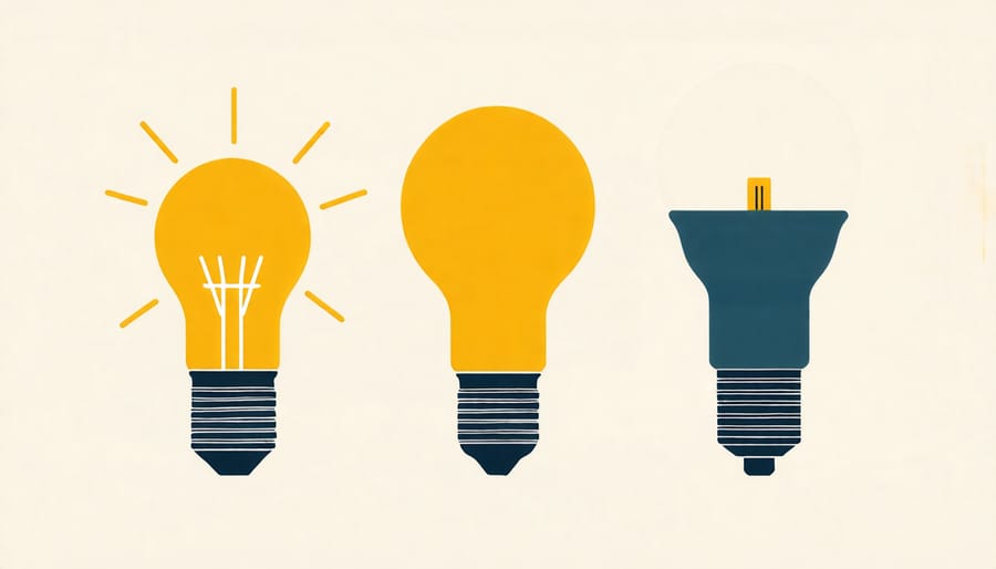 A comparison showing energy-efficient LED lights next to traditional incandescent bulbs