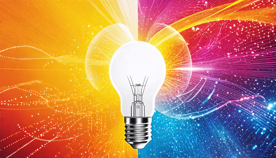 Abstract comparison of LED and incandescent bulbs illustrating efficiency and light quality