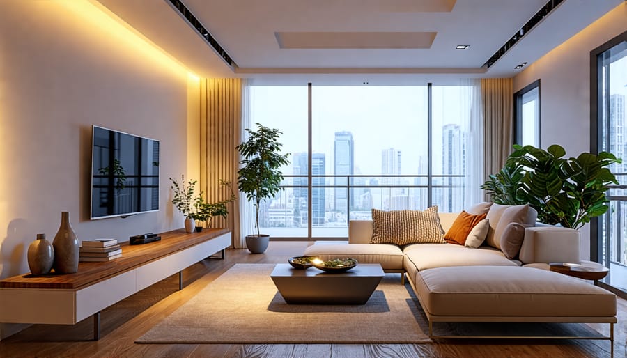 Stylish interior with ambient lighting controlled by Zigbee technology